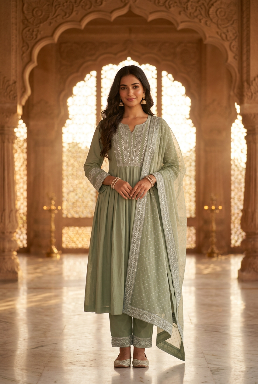 Sage Green Anarkali Suit